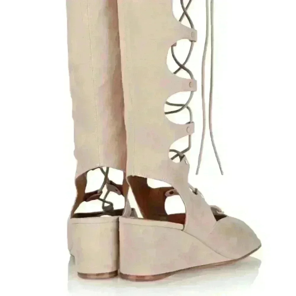 chloé Lace-up Suede Wedge Sandals size 6 - Picture 2 of 8